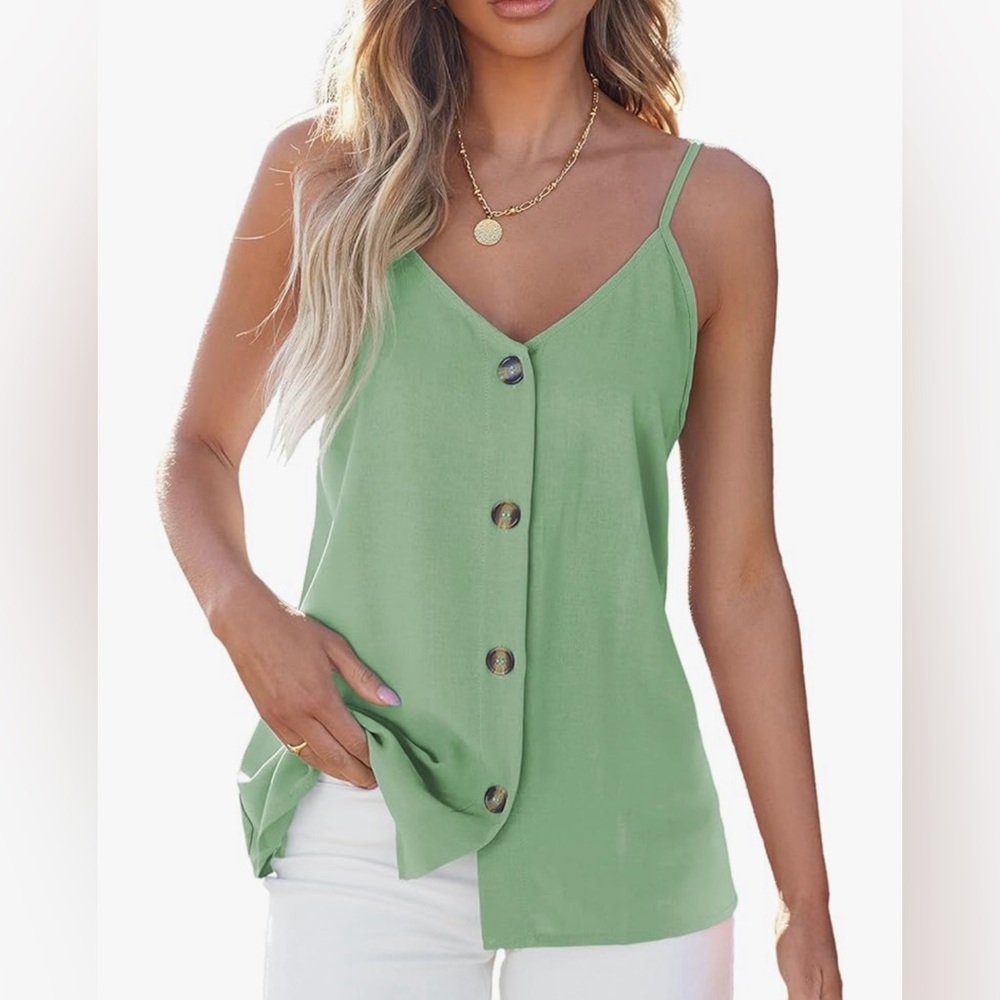Light Green Button Down Tank Top Small Like New